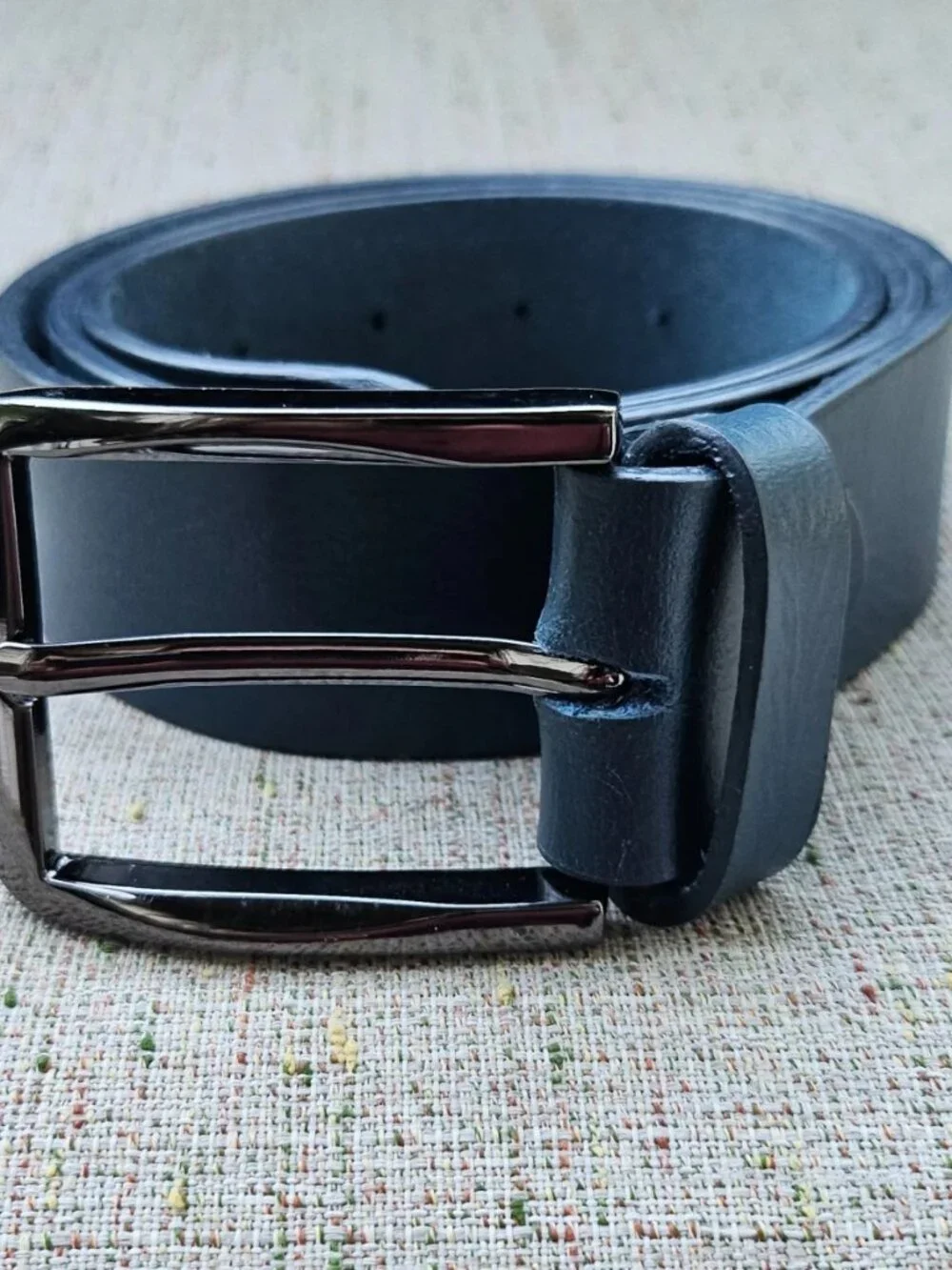 Blue Belt Genuine Leather Waistband Unisex Belt Pin Buckle Handmade Size 36 New
